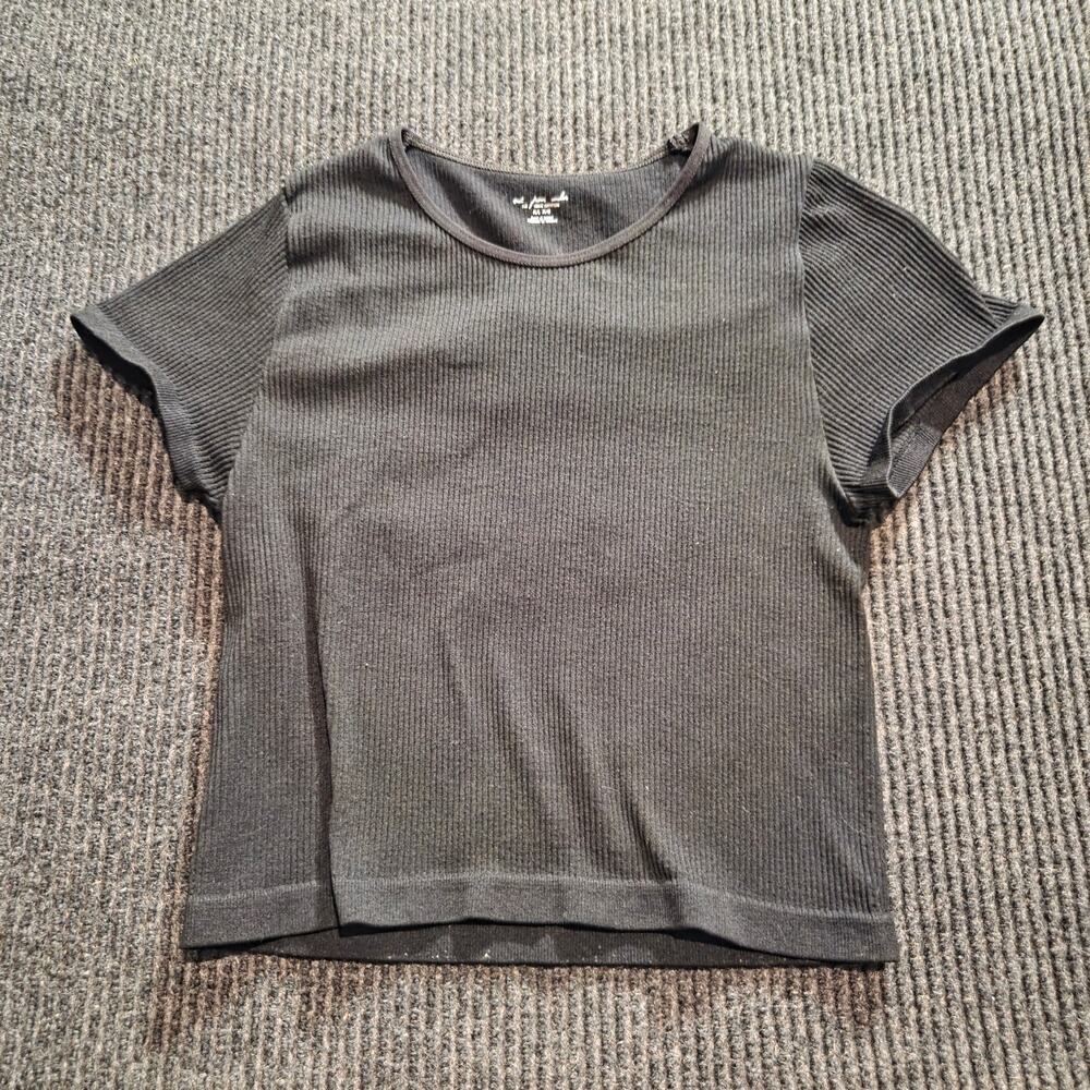 Baby Tee Out from Under Stretchy Black Ribbbed Crop Top Size Small